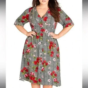 City Chic Floral Midi Dress Size 22